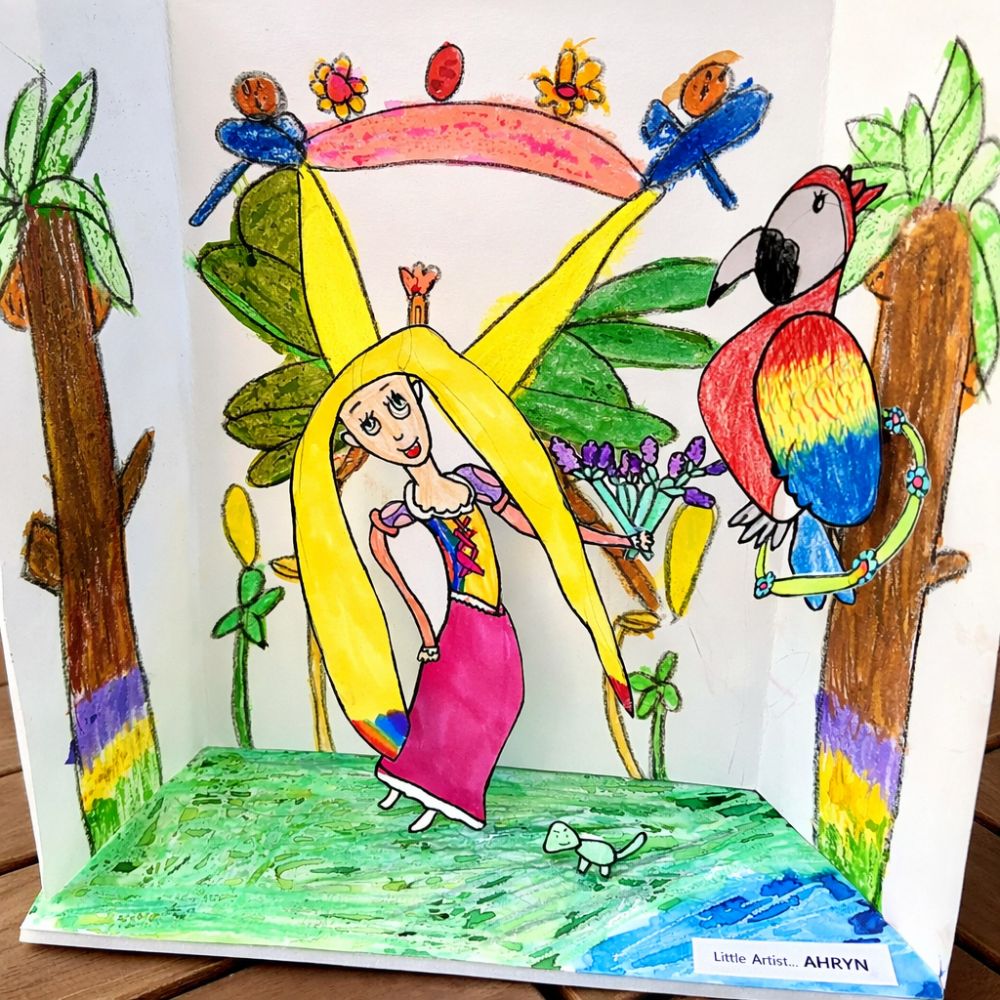My Fantasy Jungle in 3D (Inspired by Henri Rousseau) – Age 7